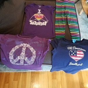 3 girls T-shirts size 6-7 & 1 pair of leggings!